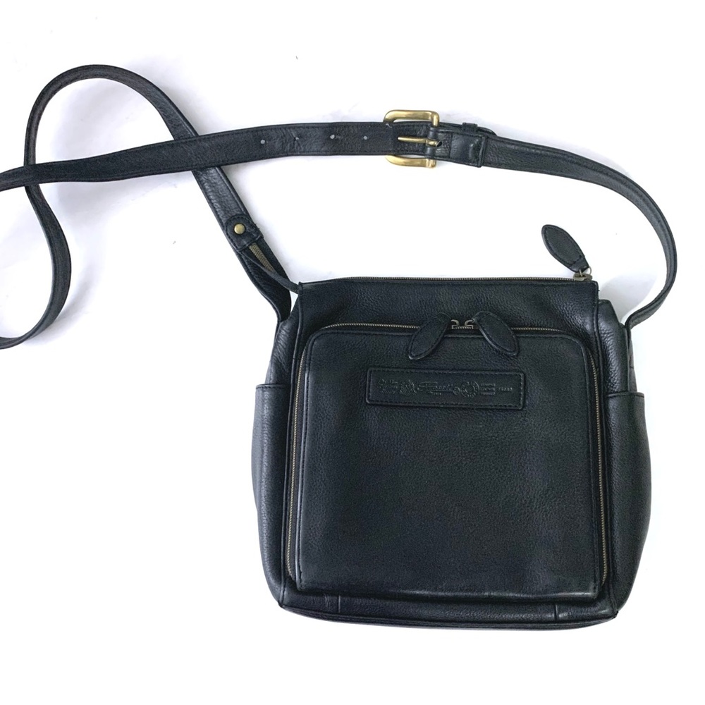 Fossil Black Leather Crossbody Bag Gold Details
